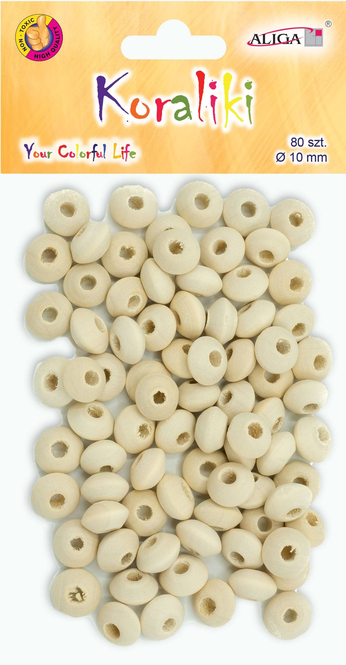 Koraliki drewniane płaskie 10mm 80szt. PJ-0775 Aliga